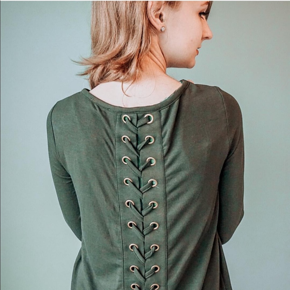 Pink Clover Stitch Fix Alberta Lace-Up Back Top